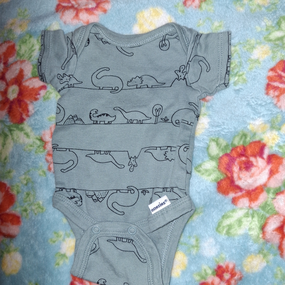 Sage Green Dinosaur Print Kids One Piece
